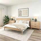 Lit King en bois massif Plank+Beam Duo avec tête de lit à panneaux, aucun sommier tapissier requis