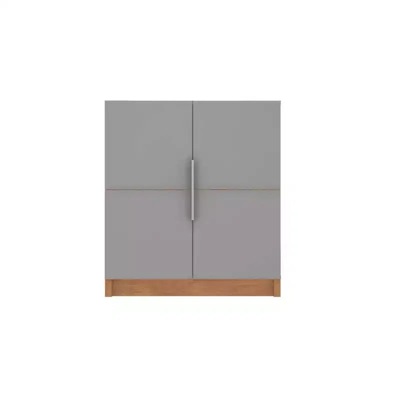 29.92 Cornelia Cabinet Gris/Naturel - Manhattan Comfort : Meuble de rangement et bibliothèque multi-usage