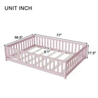 Lit au sol pleine grandeur Luxystar avec clôture et porte pour chambre d'enfant
