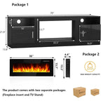 Meuble TV cheminée Bossin 70 avec cheminée électrique 36, meuble TV pour téléviseurs jusqu'à 80 pouces, lumières LED 16 couleurs/centre de divertissement