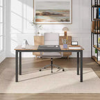 Acekool Bureau d'ordinateur moderne, Table de bureau de 160 cm, Grand bureau d'écriture avec cadre métallique, Bureau d'étude pour le travail à domicile