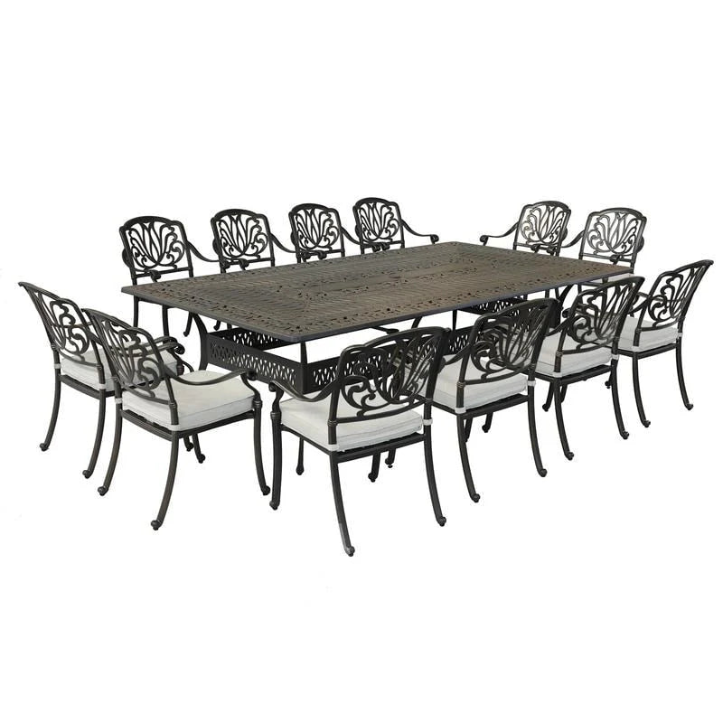 Ensemble de salle à manger Manasquan 13 pièces en aluminium couleur canon de fusil par Havenside Home
