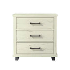Festivo Ensemble Contemporain 3 pièces Commode 5 tiroirs 24 et Table de Chevet 3 tiroirs Blanc cassé Scié : MDF, Pieds en Métal, Anti-basculement