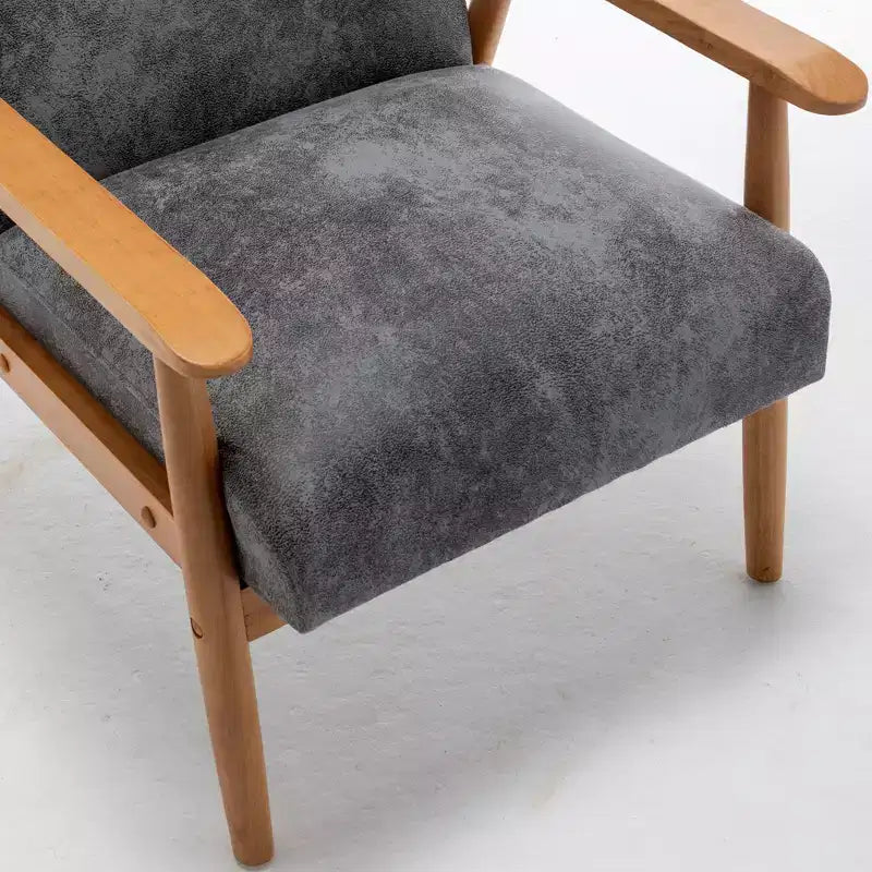 Fauteuil d'appoint Okak 25.38 W avec revêtement confortable, fauteuil de lecture en bois massif de style Mid-Century pour salon, chambre à coucher, salle d'attente