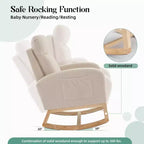 Fauteuil à bascule, fauteuil de nurserie avec dossier haut et pochette latérale, fauteuil à bascule d'appoint avec pieds en bois d'hévéa pour salon/chambre/nurserie