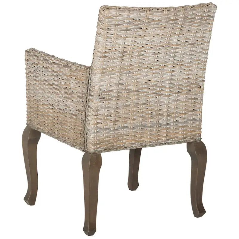 Chaise de salle à manger en rotin tressé avec accoudoirs, lot de 2