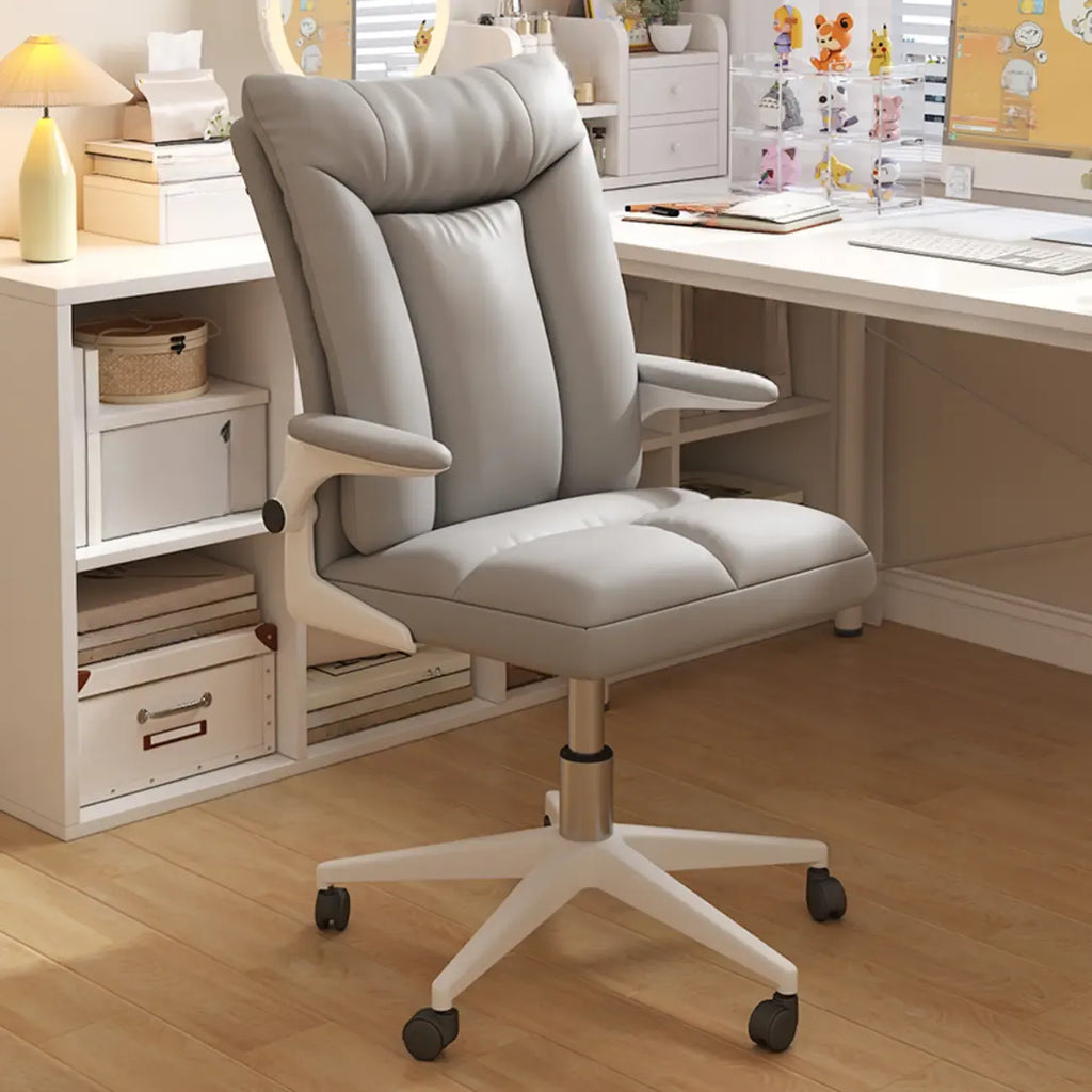 Chaise de bureau pivotante réglable en tissu blanc moderne