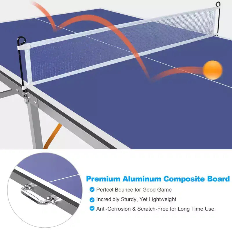 Table de ping-pong portable, 183x91 cm, professionnelle, pour intérieur/extérieur, avec filet, 2 raquettes et 3 balles, pour adultes/adolescents