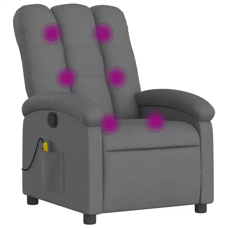 Fauteuil inclinable de massage vidaXL, dossier et repose-pieds réglables - Gris foncé