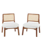 Lot de 2 fauteuils d'appoint, fauteuil de salon moderne avec dossier tissé, pour salon, chambre, beige - ModernLuxe