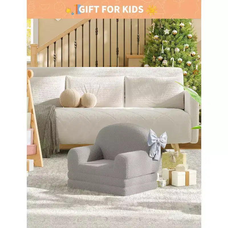 Canapé convertible 2 en 1 pour enfants Acekool, fauteuil douillet en polaire d'ours en peluche qui se transforme en chaise longue ou en lit, canapé moelleux pour enfants pour salle de jeux et chambre de bébé
