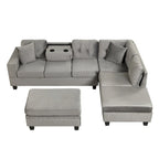 Canapé d'angle moderne 7 places avec pouf de rangement 105