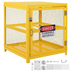 Armoires de rangement de matières dangereuses 31x30x35 pouces, verrouillables, robustes pour 4 bouteilles de propane, conformes à l'OSHA, cage pour réservoir de gaz, garde-corps antidérapants, acier jaune