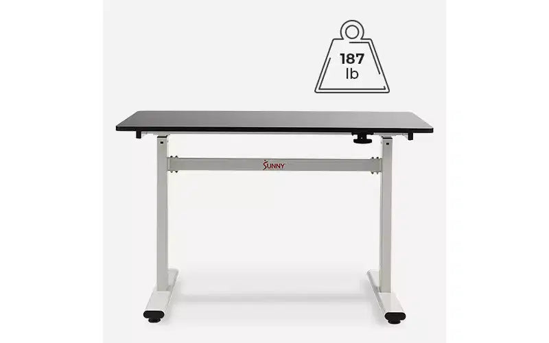 Bureau debout Sunny Health & Fitness Air-Drive avec levage pneumatique sans fil - Blanc