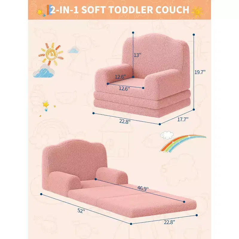 Canapé et fauteuil pour enfants 2-en-1 – Sofa en mousse pliable pour tout-petits