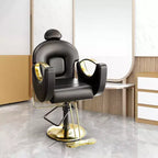 Fauteuil de barbier pivotant à 360°, Fauteuil de coiffeur avec pompe hydraulique robuste, appui-tête réglable et dossier inclinable, Fauteuil de salon inclinable