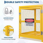 Armoires de rangement de matières dangereuses 31x30x35 pouces, verrouillables, robustes pour 4 bouteilles de propane, conformes à l'OSHA, cage pour réservoir de gaz, garde-corps antidérapants, acier jaune