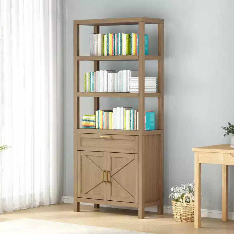 COZONY Bibliothèque moderne avec armoire de rangement, bibliothèque de ferme de 180 cm avec étagères réglables, bibliothèques pour chambre à coucher, salon, maison et bureau