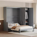 Lit escamotable Queen Size Whisen Modern Design, se pliant dans une armoire avec penderie