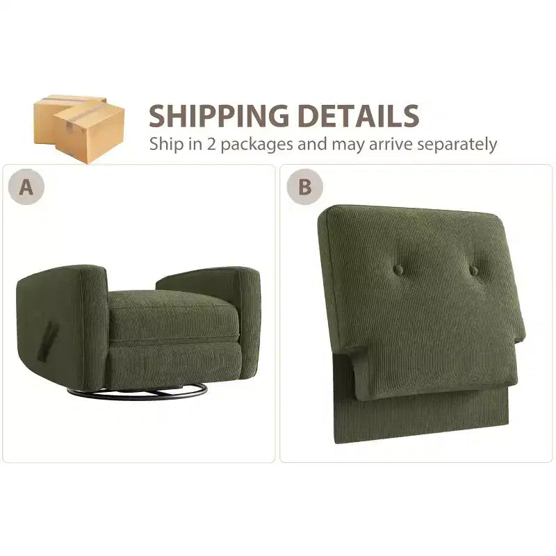 Fauteuil inclinable moderne 3 en 1 pivotant et à bascule, fauteuil à bascule à 360° avec dossier et repose-pieds réglables, fauteuil rembourré pour chambre de bébé, salon, chambre à coucher