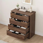 Commode 4 Tiroirs pour Chambre à Coucher, Tiroirs avec Poignées Intégrées, Organiseur de Commode en Bois pour Salon, Chambre de Bébé, Couloir et Entrée