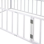 Okak Lit en métal pour enfant jumeau/double/grand, cadre de lit avec clôture surélevée et porte verrouillable, lit pour enfant pour chambre d'enfant et salle de jeux