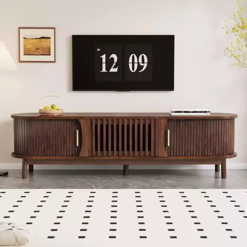 PexFix 66.9 Meuble TV Moderne de Ferme pour TV 75 Pouces, Meuble TV en Bois avec Rangement, Table Console TV pour Salon Chambre, Marron