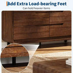 Commode à 6 tiroirs GustoWave, commode en bois avec pieds en métal et kit anti-basculement, meuble de rangement à coins arrondis pour chambre ou salon