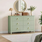 Acekool Commode cannelée à 6 tiroirs de 120 cm, Meuble de rangement moderne pour chambre à coucher, salon