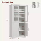 Grand garde-manger de cuisine en bois, armoire de rangement alimentaire autonome de style ferme avec 4 portes magnétiques, étagères réglables, grand rangement