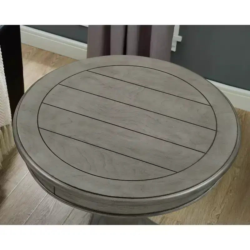 Table d'appoint piédestal ronde en bois Rene, Gris