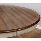 Ensemble de salle à manger Roundhill Furniture Arch en chêne vieilli : table ronde, quatre chaises
