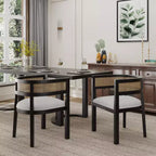Christopher Knight Home Cinnabar Lot de 2 chaises de salle à manger en bois d'hévéa rembourrées avec dossier en cannage, hauteur d'assise 49,5 cm