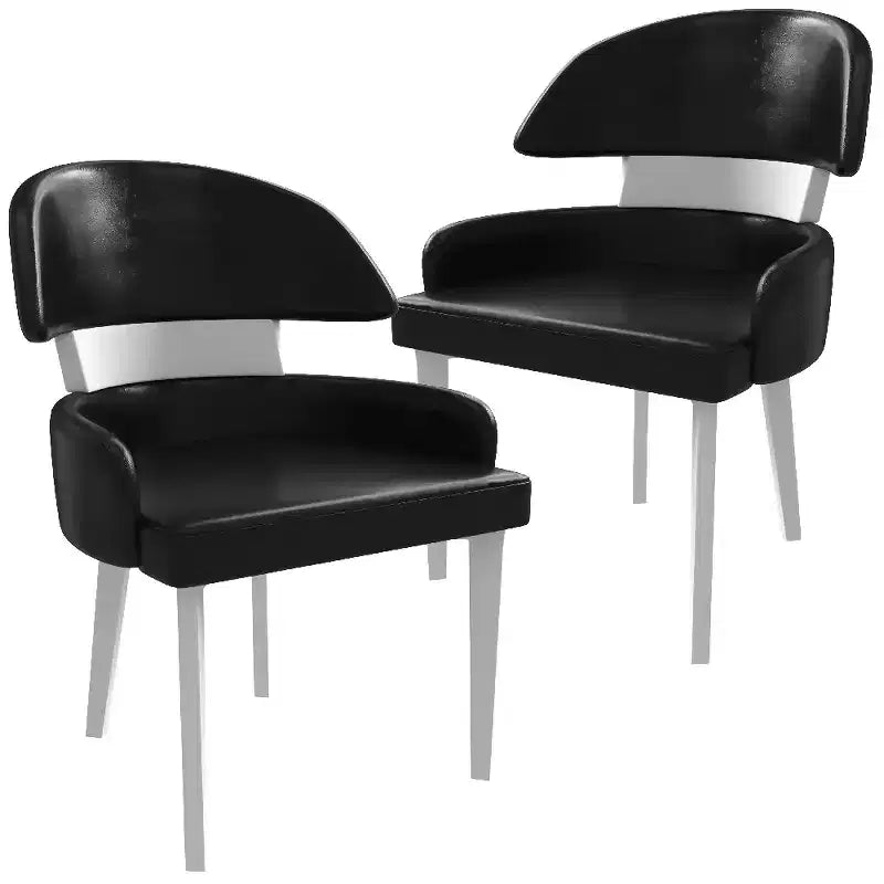 LeisureMod Ethos Chaises de Salle à Manger Modernes (Lot de 2) Sièges en Cuir avec Dossier Courbé et Pieds en Fer Noir, Places Assises pour Cuisine, Salle à Manger, Café