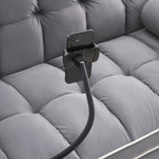Canapé-lit convertible en velours 55'' 2 places avec lit gigogne, dossier inclinable, poches latérales et support de téléphone