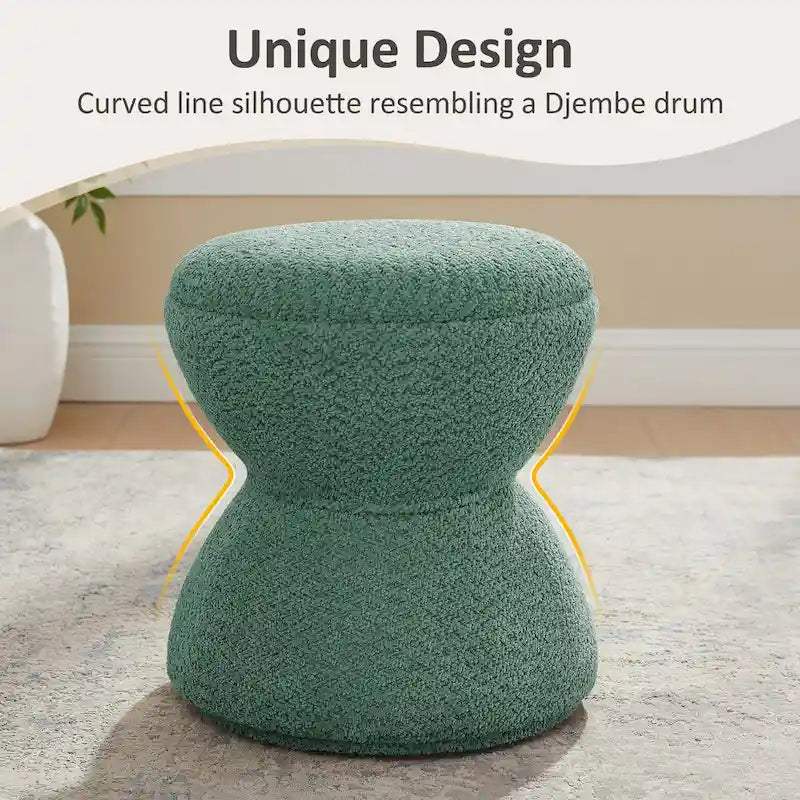 VANOMi Ottoman rembourré Boucle Djembe avec base pivotante, pouf, tabouret de coiffeuse pivotant pour salon, dressing (lot de 2)