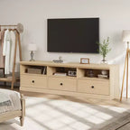 Meuble TV 70 pouces pour téléviseurs jusqu'à 80 pouces, meuble de divertissement moderne du milieu du siècle avec tiroir, meuble TV console média pour salon, chambre à coucher