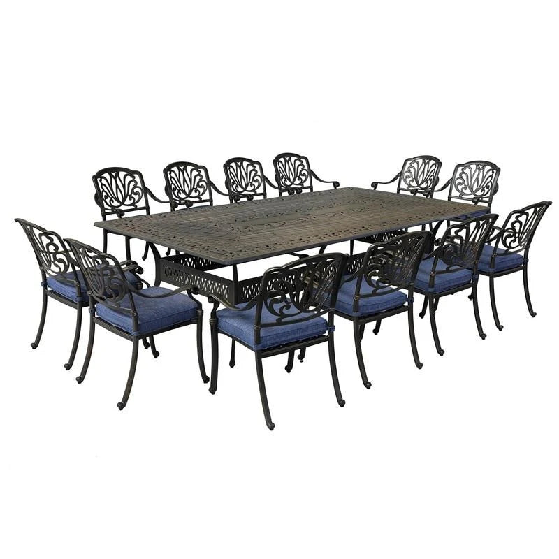 Ensemble de salle à manger Manasquan 13 pièces en aluminium couleur canon de fusil par Havenside Home