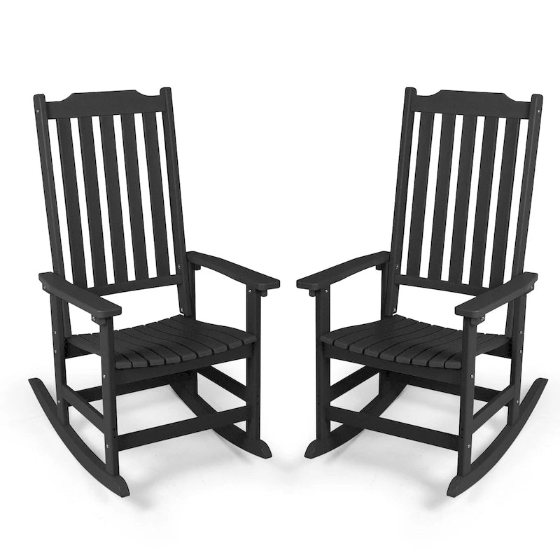 Vrakae 2 chaises berçantes à dossier haut résistantes aux intempéries pour patio