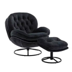 Fauteuil d'appoint en velours Okak avec pouf, fauteuil de salon moderne de style scandinave sans accoudoirs, fauteuil d'appoint doux et confortable pour regarder la télévision, jouer à des jeux