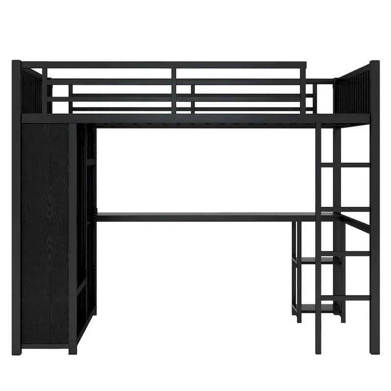 Lit mezzanine taille XL avec armoire intégrée