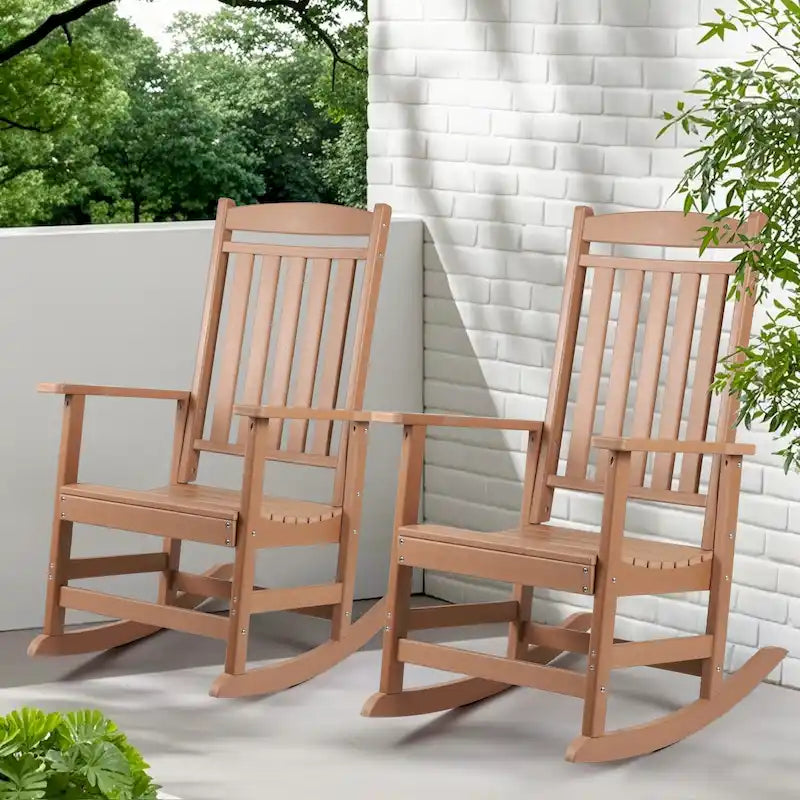 Ensemble de 2 chaises berçantes d'extérieur à dossier haut Vrakae pour tous les temps