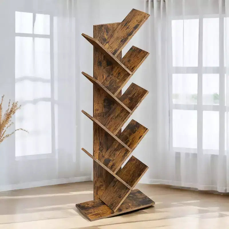 Étagère à livres arbre à 9 niveaux, bibliothèque autoportante, étagère de rangement peu encombrante, pour chambre, salon, bureau à domicile