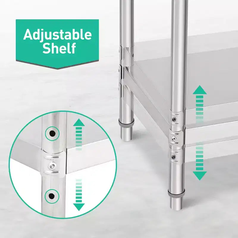 Établi en acier inoxydable – Durable, résistant à la rouille, facile à nettoyer, robuste, hauteur réglable