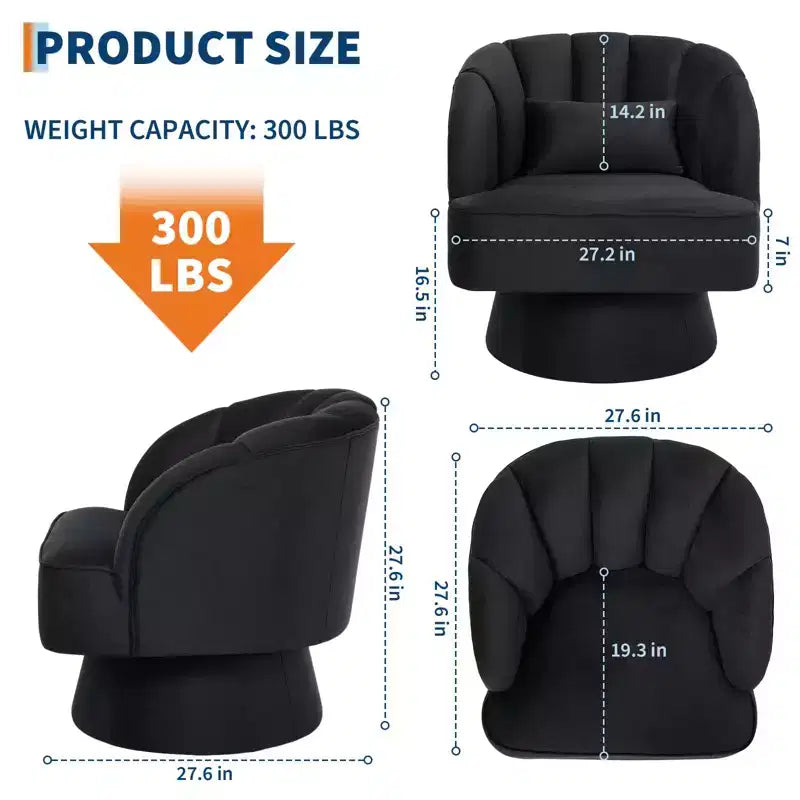 Fauteuil pivotant GustoWave avec accoudoirs, fauteuil rond en velours pivotant à 360° de style Mid-Century, fauteuil moderne pour salon