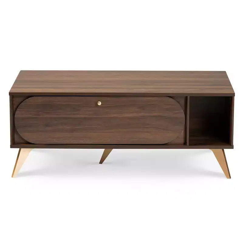 Table basse moderne du milieu du siècle Edel Noyer/Brun/Doré - Baxton Studio