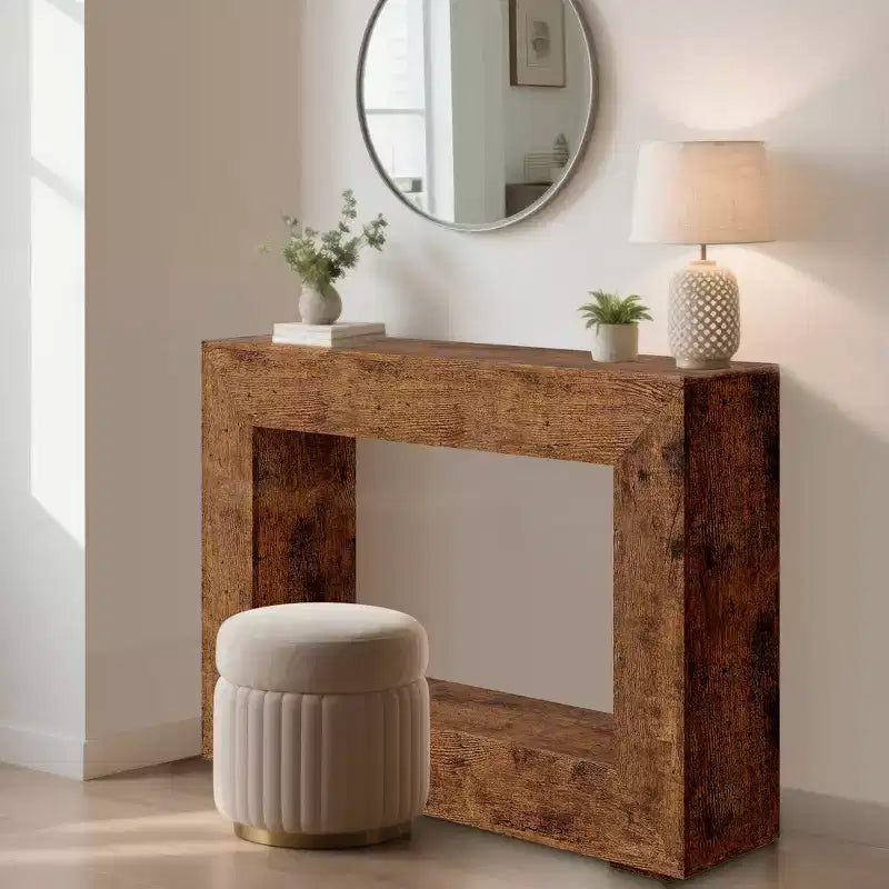 47.2 Table console de ferme - Table basse de canapé étroite, table d'entrée vintage, meuble d'appoint avec étagère inférieure pour couloir de salon, entrée