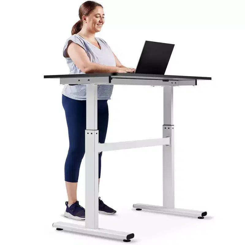 Bureau debout Sunny Health & Fitness Air-Drive avec levage pneumatique sans fil - Blanc