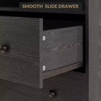 47 Commodes en bois pour chambre à coucher avec 6 tiroirs, commode en bois avec lumières LED et prise de courant