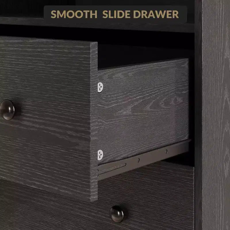 47 Commodes en bois pour chambre à coucher avec 6 tiroirs, commode en bois avec lumières LED et prise de courant